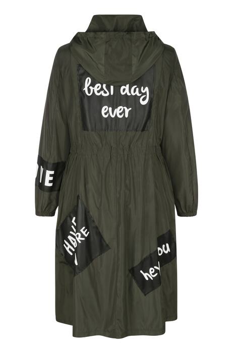 Longjacke, Kapuze, große Patches, elastische Taille, Langarm