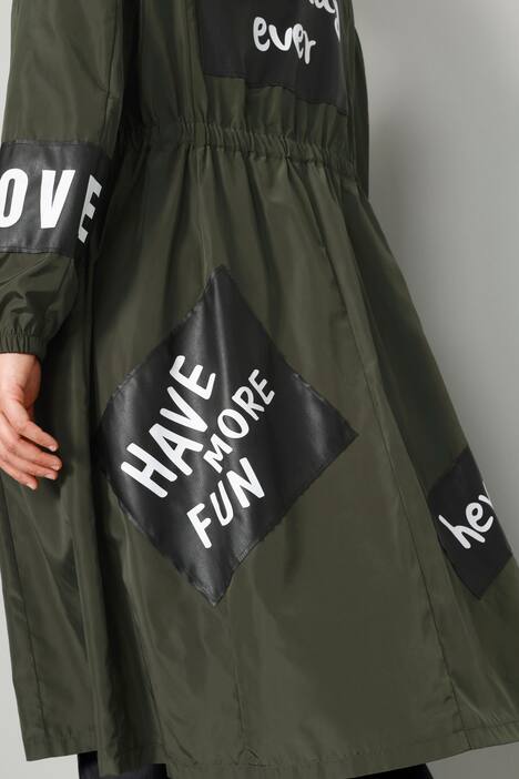 Longjacke, Kapuze, große Patches, elastische Taille, Langarm