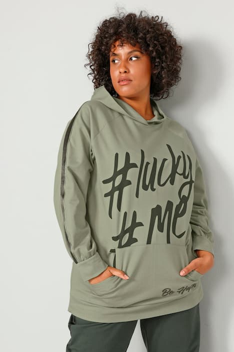 Hoodie, oversized, tekst, capuchon, kangoeroezak, lange mouw