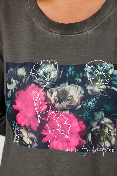 Sweatshirt, Blumen-Motiv, Rundhals, Langarm