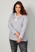 Sweatshirt, A-Line, Ringel, Frottee-Stern, V-Ausschnitt, Langarm