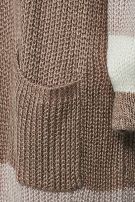 Long-Strickmantel, oversized, offene Form, Colorblocking, Langarm