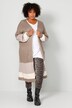 Long-Strickmantel, oversized, offene Form, Colorblocking, Langarm