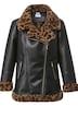 Bikerjacke, Lederoptik, Leo-Webpelz Futter