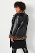 Veste de motard en similicuir avec doublure en fausse fourrure léopard
