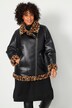 Veste de motard en similicuir avec doublure en fausse fourrure léopard