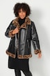 Veste de motard en similicuir avec doublure en fausse fourrure léopard