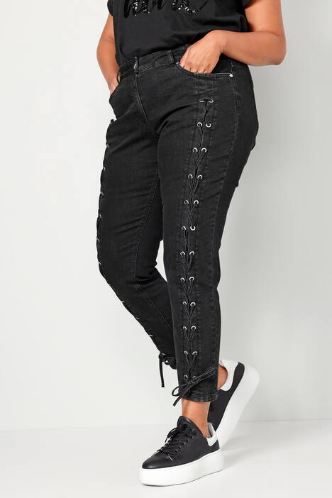 7/8-Jeans, Komfort Fit, Zier-Schnürungen, 5-Pocket