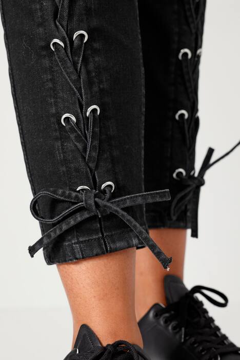7/8-Jeans, Komfort Fit, Zier-Schnürungen, 5-Pocket