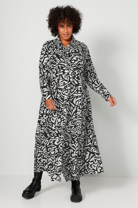 Maxi-jurk, A-lijn, grafische print