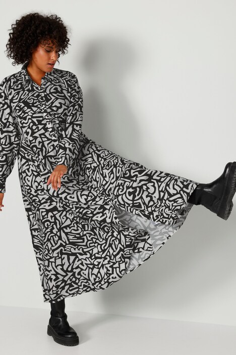Maxi-jurk, A-lijn, grafische print