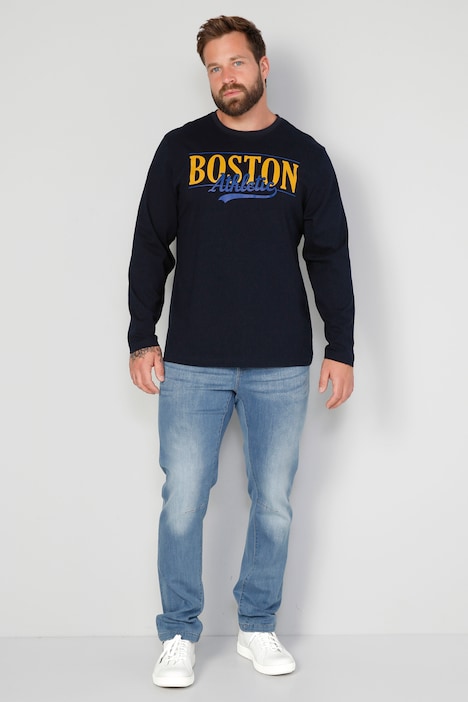 Boston Park Langarmshirt, großer Print, Rundhals