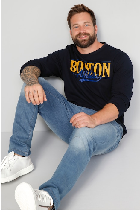 Boston Park Langarmshirt, großer Print, Rundhals