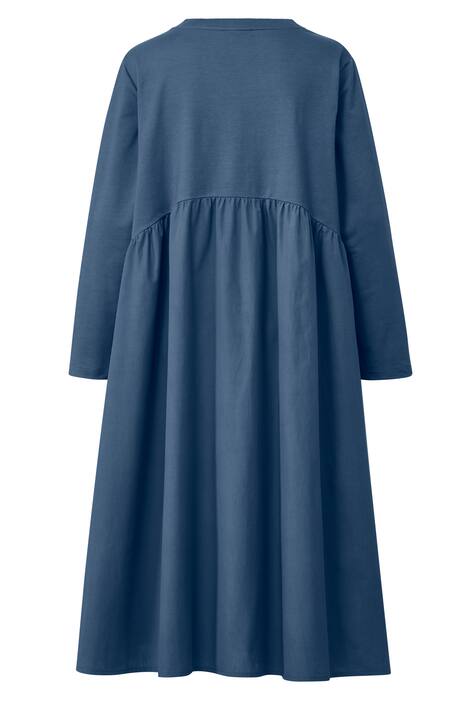 Midikleid, A-Line, Materialmix, Rundhals, Langarm, Quernaht