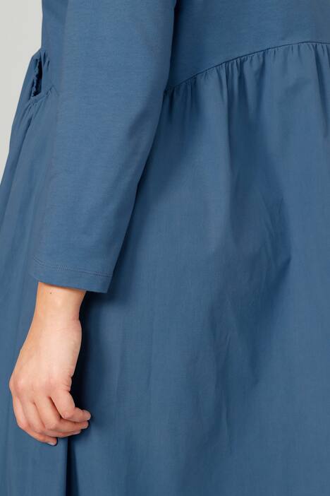 Midikleid, A-Line, Materialmix, Rundhals, Langarm, Quernaht