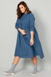 Midikleid, A-Line, Materialmix, Rundhals, Langarm, Quernaht