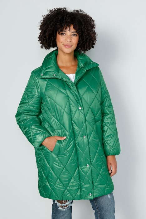 Steppjacke, oversized, Rhombenstepp, 2-Wege-Zipper, Langarm