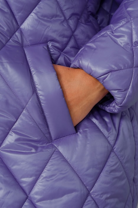 Steppjacke, oversized, Rhombenstepp, 2-Wege-Zipper, Langarm