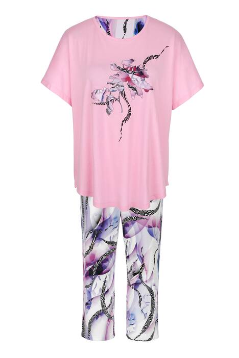 Schlafanzug, Zweiteiler, Shirt mit Print, 7/8-Hose