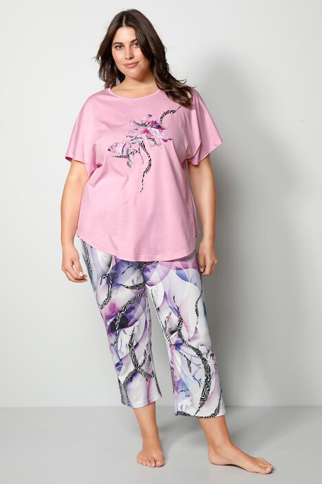 Schlafanzug, Zweiteiler, Shirt mit Print, 7/8-Hose