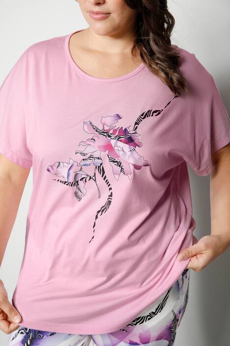 Schlafanzug, Zweiteiler, Shirt mit Print, 7/8-Hose