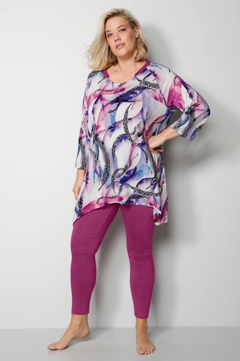 Freizeitanzug, Zweiteiler, bedrucktes Shirt, Leggings