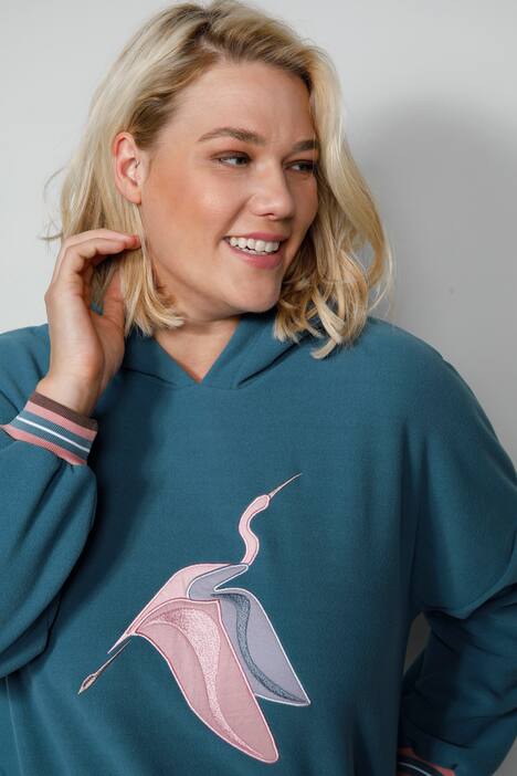Loungewear-Kleid, Fleece, Kranich, Langarm