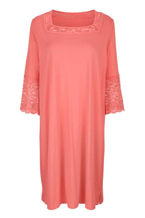 Nachthemd, Carree-Ausschnitt, Spitze, 3/4-Ärmel