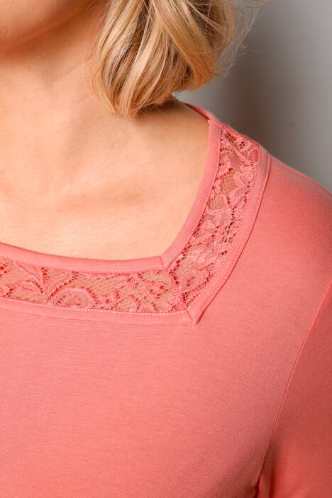 Nachthemd, Carree-Ausschnitt, Spitze, 3/4-Ärmel