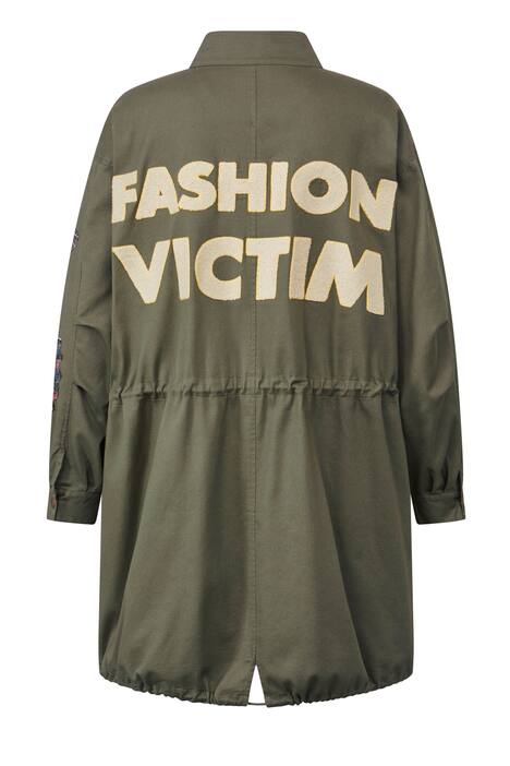 Parka, oversized, Applikationen, Stehkragen, Zipper, Langarm
