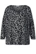 T-Shirt, oversized, Animal-Print, V-Ausschnitt, 3/4-Ärmel