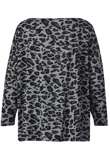 T-Shirt, oversized, Animal-Print, V-Ausschnitt, 3/4-Ärmel