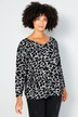 T-Shirt, oversized, Animal-Print, V-Ausschnitt, 3/4-Ärmel