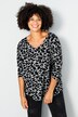 T-Shirt, oversized, Animal-Print, V-Ausschnitt, 3/4-Ärmel