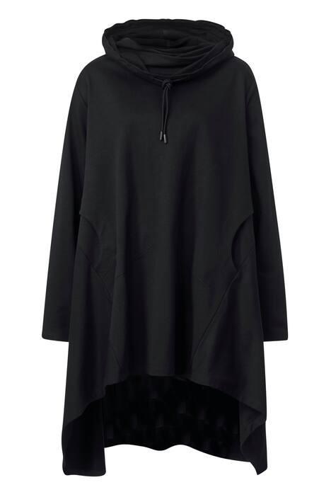 Long-Sweater, oversized, weiter Stehkragen, Rücken-Schrift