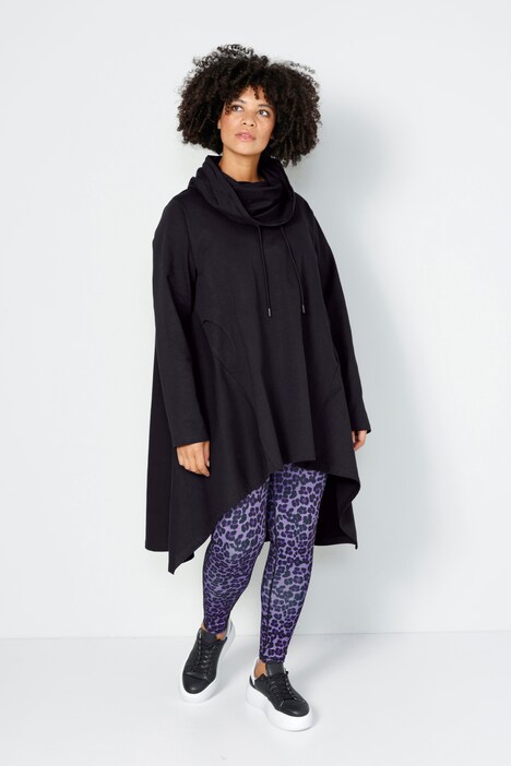 Long-Sweater, oversized, weiter Stehkragen, Rücken-Schrift