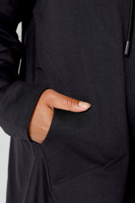 Long-Sweater, oversized, weiter Stehkragen, Rücken-Schrift