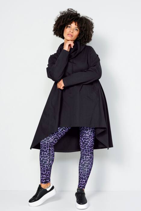 Long-Sweater, oversized, weiter Stehkragen, Rücken-Schrift