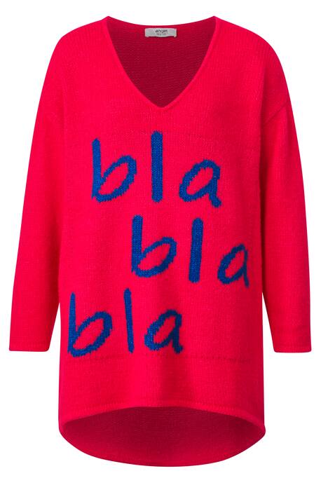 Pullover, oversized, Schriftzug, V-Ausschnitt, Langarm