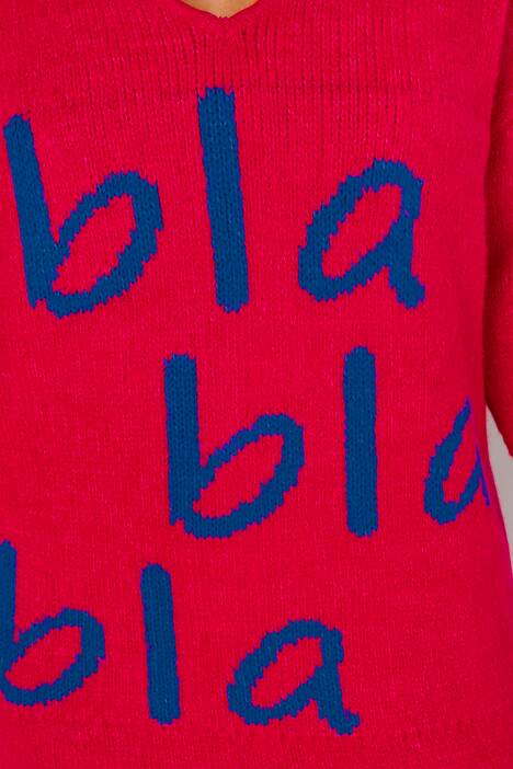 Pullover, oversized, Schriftzug, V-Ausschnitt, Langarm