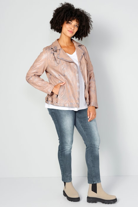 Lederjacke, Bikerjacke, echtes Leder, Color Used-Optik