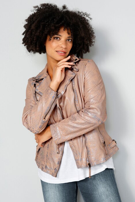 Lederjacke, Bikerjacke, echtes Leder, Color Used-Optik