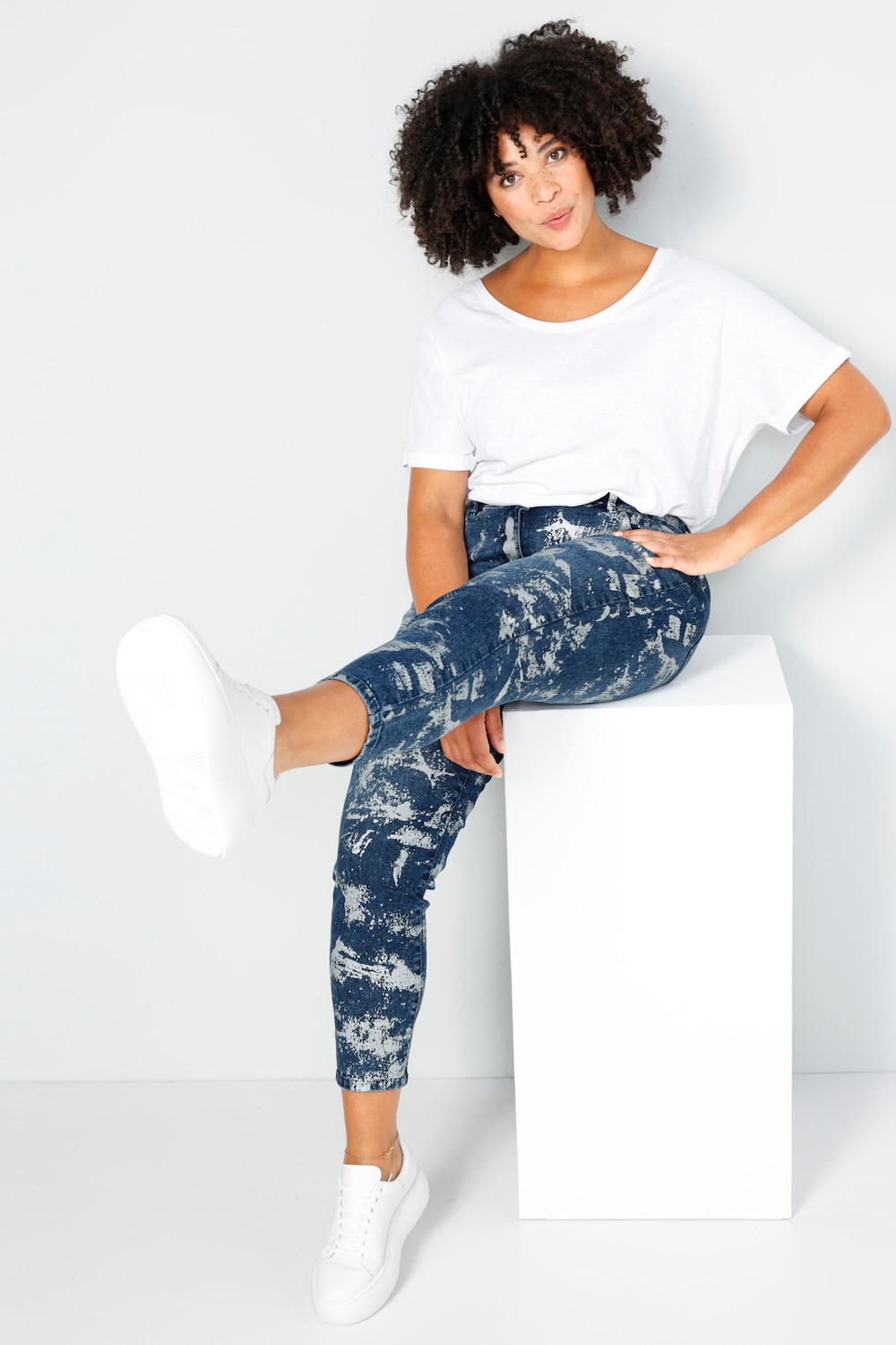 7/8-jeans, slim fit, metallic print, 5-pocket