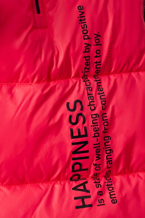 Steppmantel, gerade Passform, Kapuze, Schriftzüge