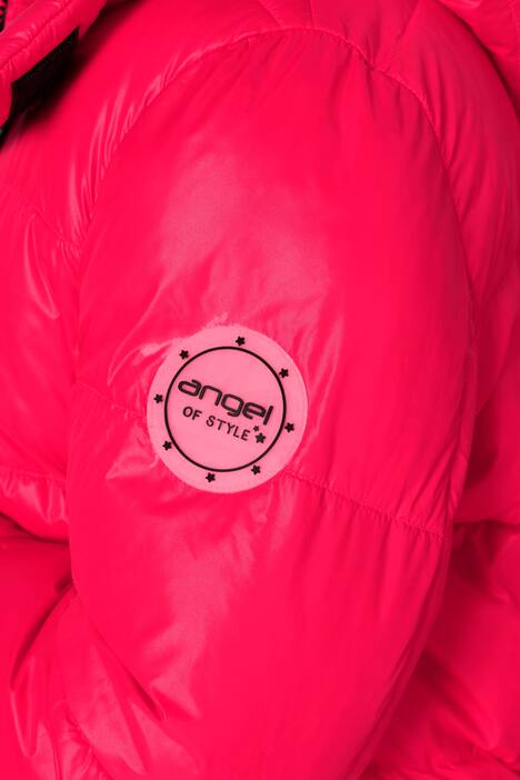 Steppmantel, gerade Passform, Kapuze, Schriftzüge