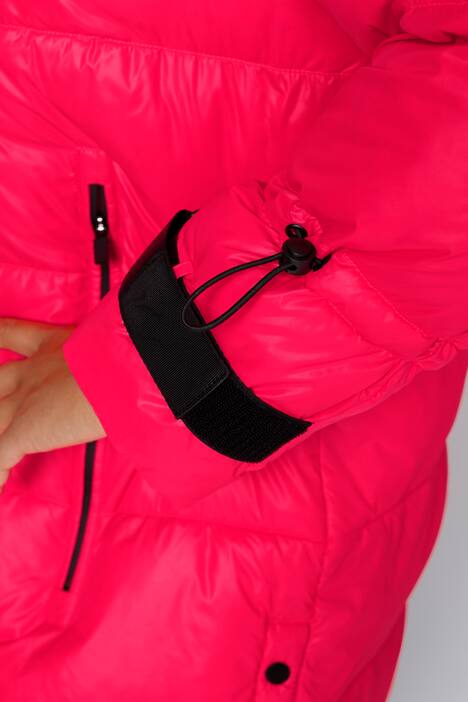 Steppmantel, gerade Passform, Kapuze, Schriftzüge