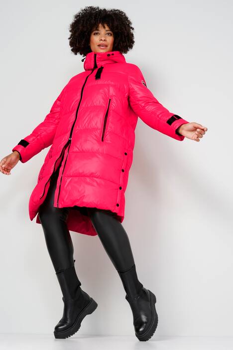 Steppmantel, gerade Passform, Kapuze, Schriftzüge