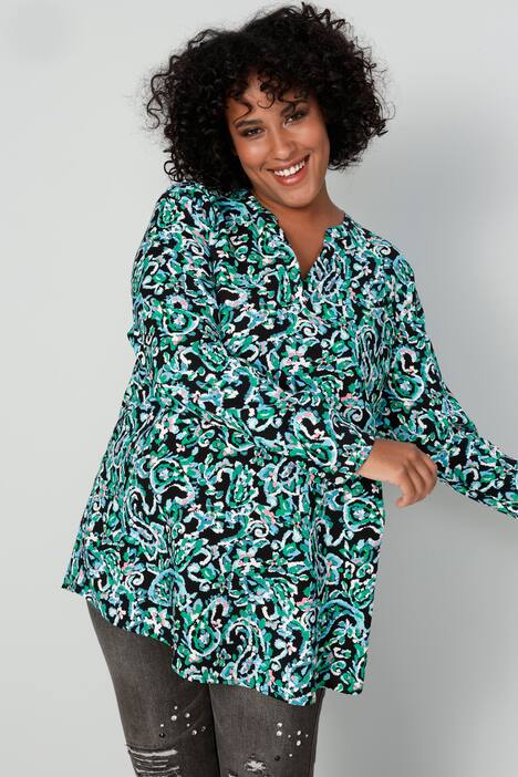 Bluse, Paisley-Print, Tunika-Ausschnitt, Langarm