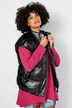 Doorgestikte bodywarmer, oversized, opstaande kraag