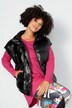 Doorgestikte bodywarmer, oversized, opstaande kraag